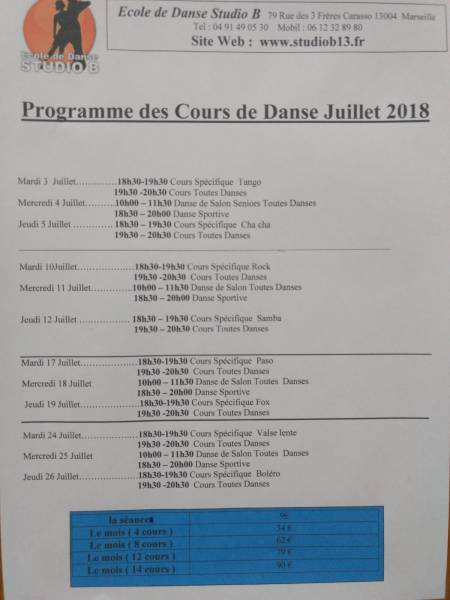 Cours de Danse Juillet 2018